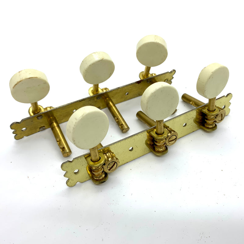 Vintage Guitar Tuners "DELARUELLE" (Steel Strings) White Buttons (x10)