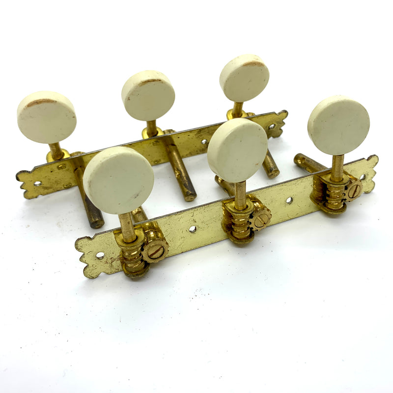Vintage Guitar Tuners "DELARUELLE" (Steel Strings) White Buttons (x10)